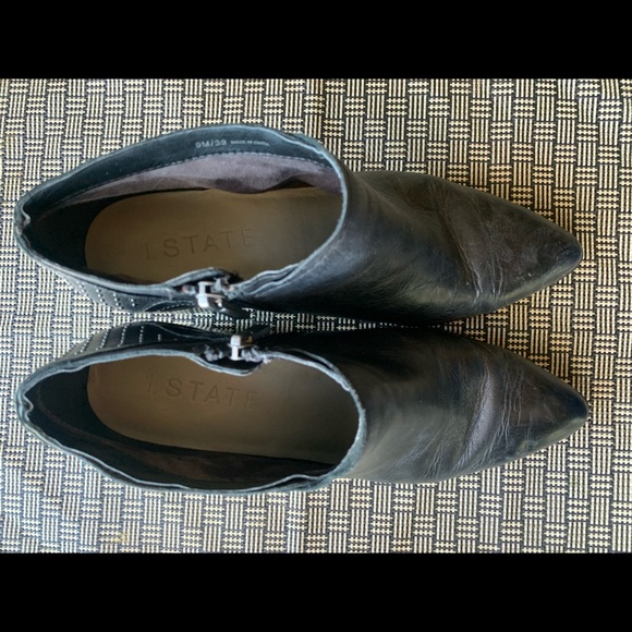 Studded Heel Black Leather Ankle Boots - Picture 3 of 12